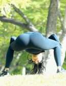Nicole Scherzinger Booty Practicing Yoga in a Park