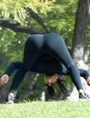 Nicole Scherzinger Booty Practicing Yoga in a Park