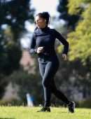 Nicole Scherzinger Booty Practicing Yoga in a Park