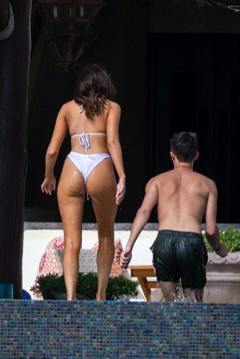 Olivia Culpo Booty in Tiny White Bikini in Cabo San Lucas