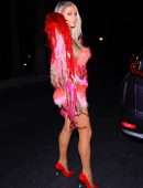 Paris Hilton Leggy in 'Red Angel' Outfit as she Leaves her Los Angeles Home