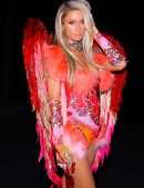 Paris Hilton Leggy in 'Red Angel' Outfit as she Leaves her Los Angeles Home