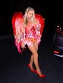 Paris Hilton Leggy in 'Red Angel' Outfit as she Leaves her Los Angeles Home
