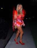 Paris Hilton Leggy in 'Red Angel' Outfit as she Leaves her Los Angeles Home