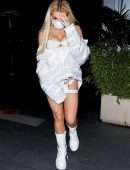 Tana Mongeau Leggy and Cleavage at BOA Steakhouse in West Hollywood