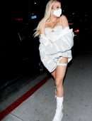 Tana Mongeau Leggy and Cleavage at BOA Steakhouse in West Hollywood