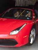 Vanessa Hudgens Leaving Dogpound Gym in her Red Ferrari in West Hollywood