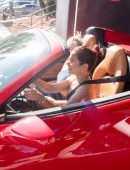 Vanessa Hudgens Leaving Dogpound Gym in her Red Ferrari in West Hollywood