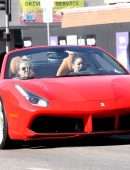 Vanessa Hudgens Leaving Dogpound Gym in her Red Ferrari in West Hollywood