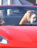 Vanessa Hudgens Leaving Dogpound Gym in her Red Ferrari in West Hollywood