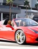 Vanessa Hudgens Leaving Dogpound Gym in her Red Ferrari in West Hollywood