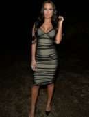 Yazmin Oukhellou in Tight Dress Leaving the Chiltern Firehouse in London