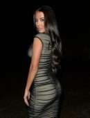 Yazmin Oukhellou in Tight Dress Leaving the Chiltern Firehouse in London
