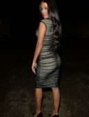 Yazmin Oukhellou in Tight Dress Leaving the Chiltern Firehouse in London
