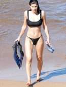 Alexandra Daddario Pokies in a Black Bikini on the Beach in Maui