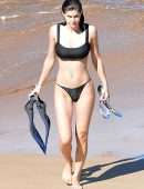 Alexandra Daddario Pokies in a Black Bikini on the Beach in Maui