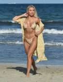 Amber Turner Cleavage in Bikini on the Beach in Dubai