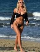 Amber Turner Booty in Black Bikini on the Beach in Dubai