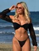 Amber Turner Booty in Black Bikini on the Beach in Dubai