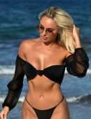 Amber Turner Booty in Black Bikini on the Beach in Dubai