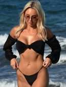 Amber Turner Booty in Black Bikini on the Beach in Dubai