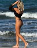 Amber Turner Booty in Black Bikini on the Beach in Dubai