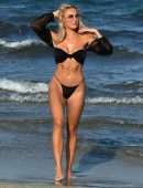 Amber Turner Booty in Black Bikini on the Beach in Dubai