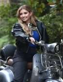 Amy Hart on the Set of Commercial for Velo Scooters in London