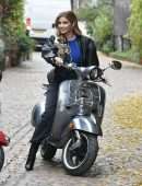 Amy Hart on the Set of Commercial for Velo Scooters in London