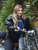 Amy Hart on the Set of Commercial for Velo Scooters in London