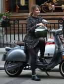 Amy Hart on the Set of Commercial for Velo Scooters in London