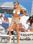 Charlotte McKinney Cleavage on the Beach in Miami