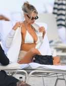 Charlotte McKinney Cleavage on the Beach in Miami