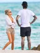 Charlotte McKinney Cleavage on the Beach in Miami