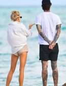 Charlotte McKinney Cleavage on the Beach in Miami