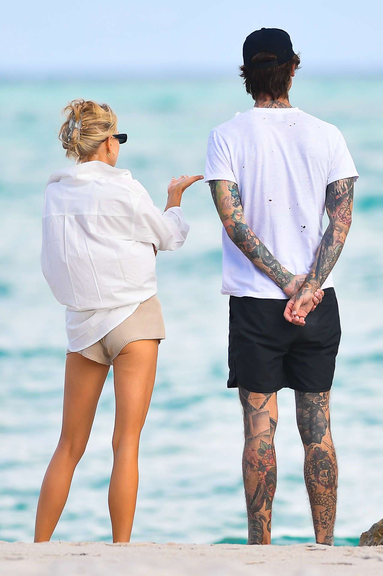 Charlotte McKinney Cleavage on the Beach in Miami