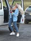 Chloe Ferry Walking her Dogs in Morning Close to her Home in Newcastle