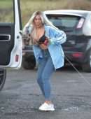 Chloe Ferry Walking her Dogs in Morning Close to her Home in Newcastle