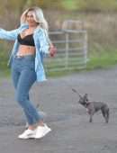 Chloe Ferry Walking her Dogs in Morning Close to her Home in Newcastle