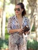 Chloe Goodman in a Zebra Print Jumpsuit out on Holiday in Dubai