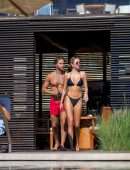 Delilah Belle Hamlin Booty in Thong Bikini at a Pool in Cabo San Lucas