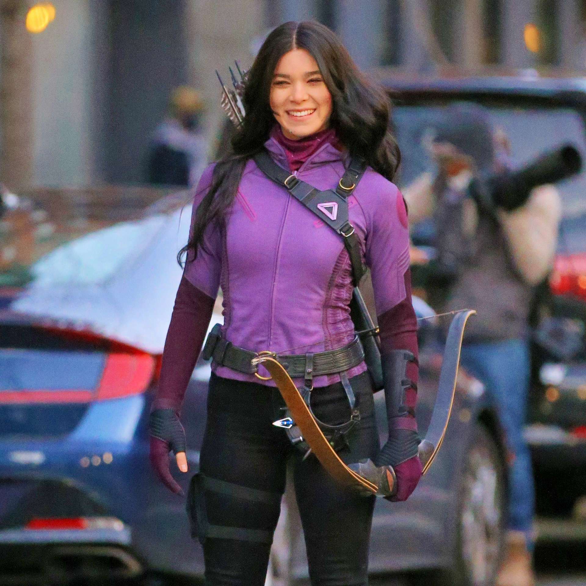 Hailee Steinfeld and Jeremy Renner on the Set of 'Hawkeye' in NYC