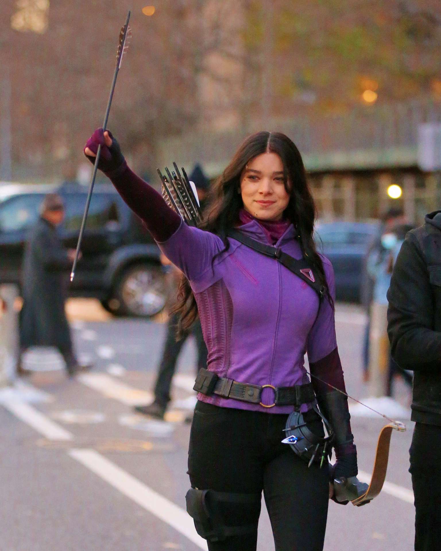 Hailee Steinfeld and Jeremy Renner on the Set of 'Hawkeye' in NYC