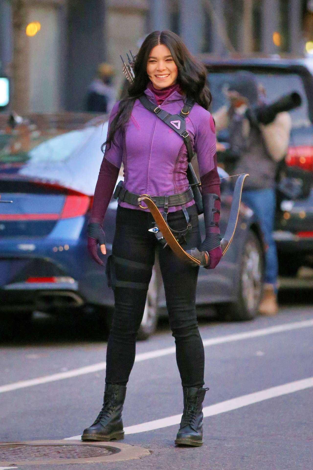 Hailee Steinfeld and Jeremy Renner on the Set of 'Hawkeye' in NYC
