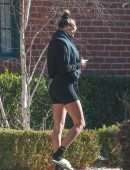 Hailey Baldwin Leaving a Private Pilates Class in Los Angeles