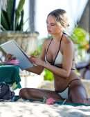 Kimberley Garner Booty in Bikini on the Beach in Barbados