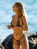 Kimberley Garner Booty in a Wet Bikini on the Beach in Barbados