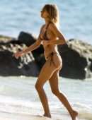 Kimberley Garner Booty in a Wet Bikini on the Beach in Barbados