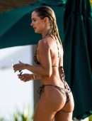 Kimberley Garner Booty in a Wet Bikini on the Beach in Barbados