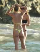 Lucy Watson and Tiffany Watson Booty in Bikini on the Beach in Barbados